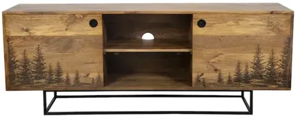 Porter Designs Cascade Solid Wood TV Stand, Natural