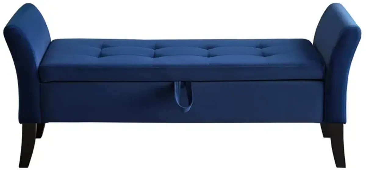 51.5" Bed Bench With Storage Navy Blue Velvet