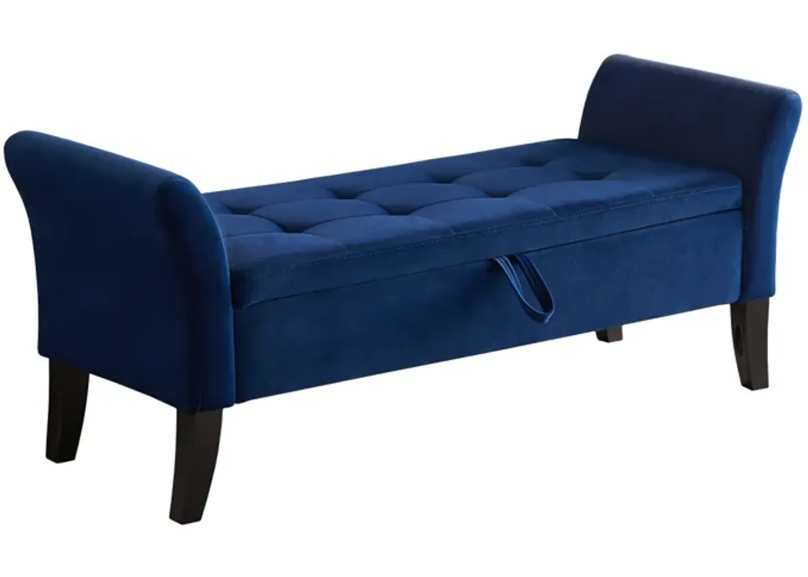 51.5" Bed Bench With Storage Navy Blue Velvet