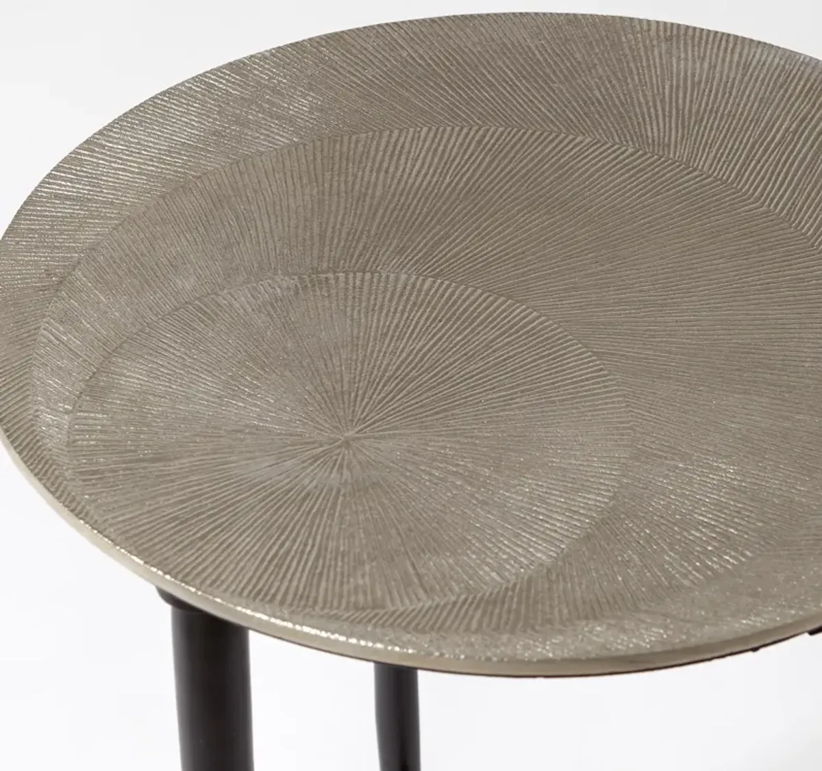 Circle Etched Accent Table-Silver