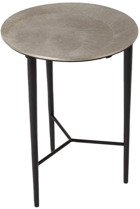 Circle Etched Accent Table-Silver