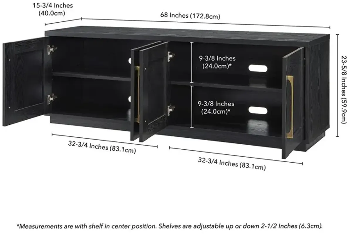Hudson&Canal Tillman Rectangular TV Stand for TV's up to 80 in Black Grain