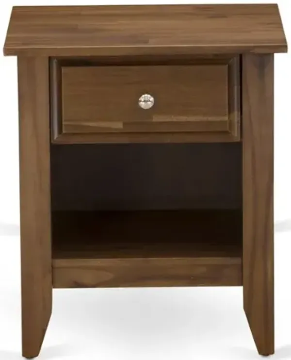 East West Furniture Small Nightstand with 1 Wood Drawer for Bedroom, Stable and Sturdy Constructed - Antique Walnut Finish