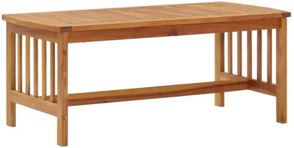Mia Coffee Table, Brown Acacia Wood, Slatted Rectangular 40 Inch - Benzara