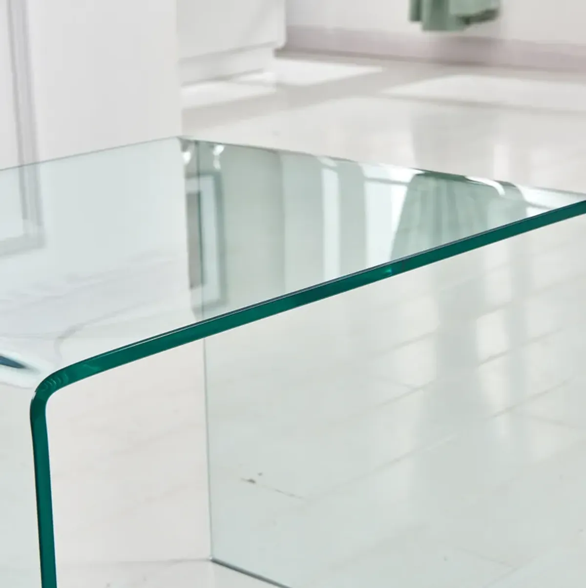 Tempered Transparent Glass End Table, Small Sofa Table with Sleek Design