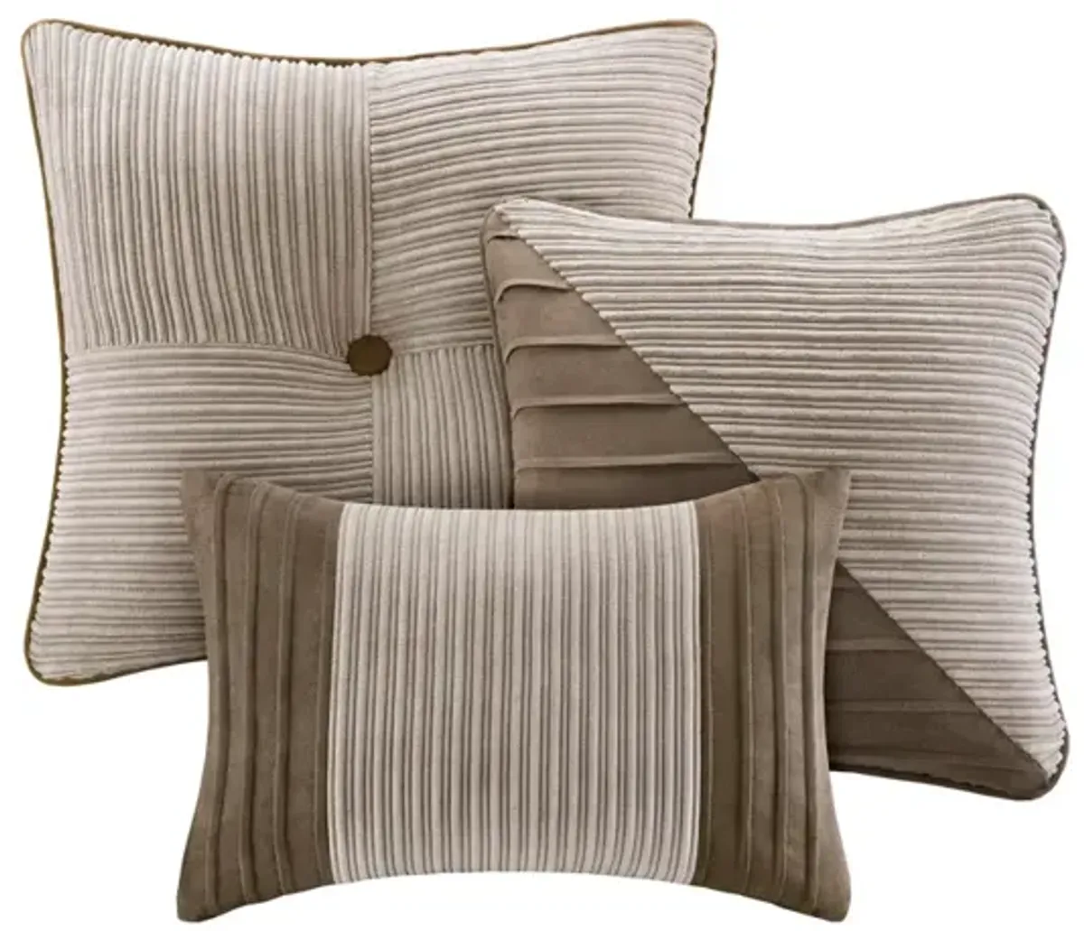 Gracie Mills Barlow 7-Piece Comforter Set in Taupe and Chocolate Brown