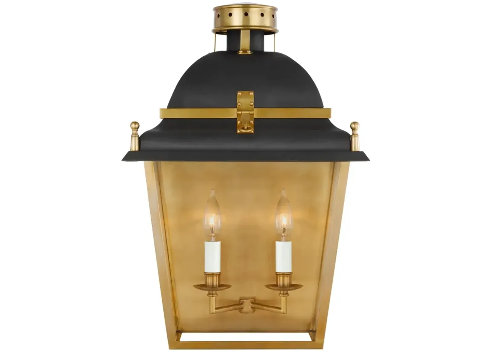 Coventry Large Wall Lantern in Black and Antique-Burnished Brass