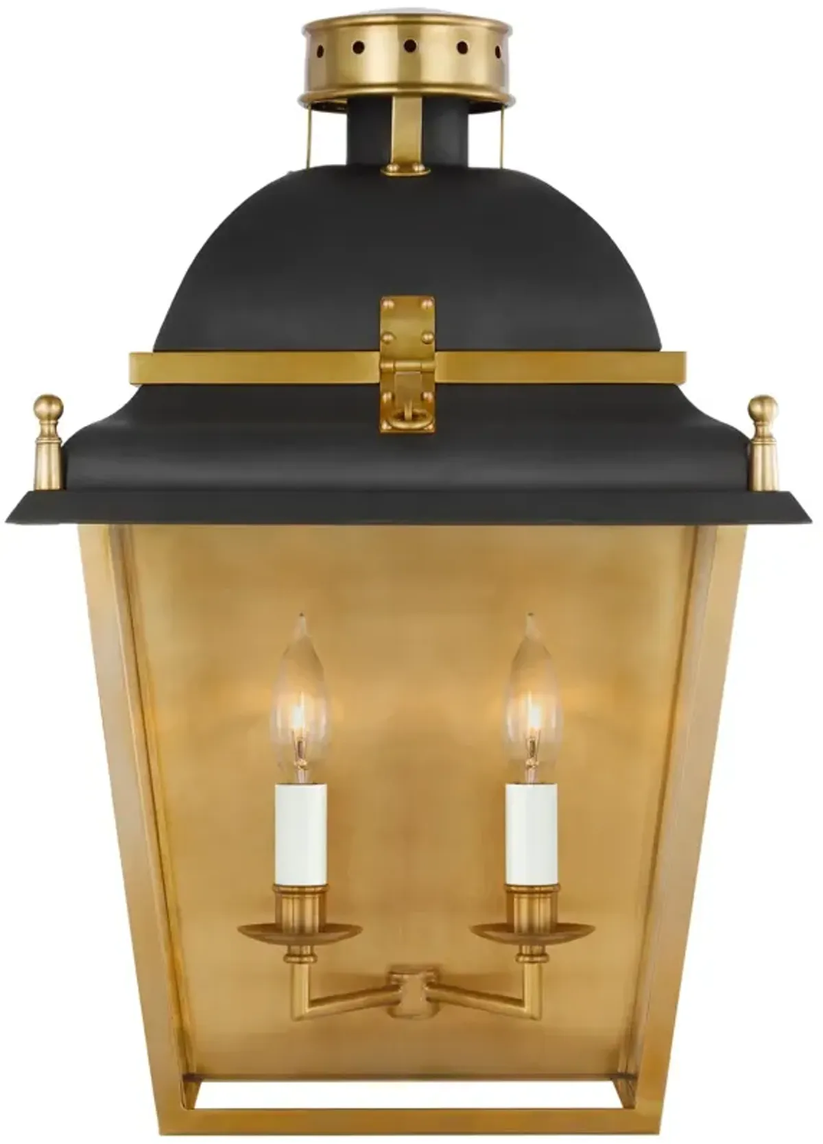 Coventry Large Wall Lantern in Black and Antique-Burnished Brass