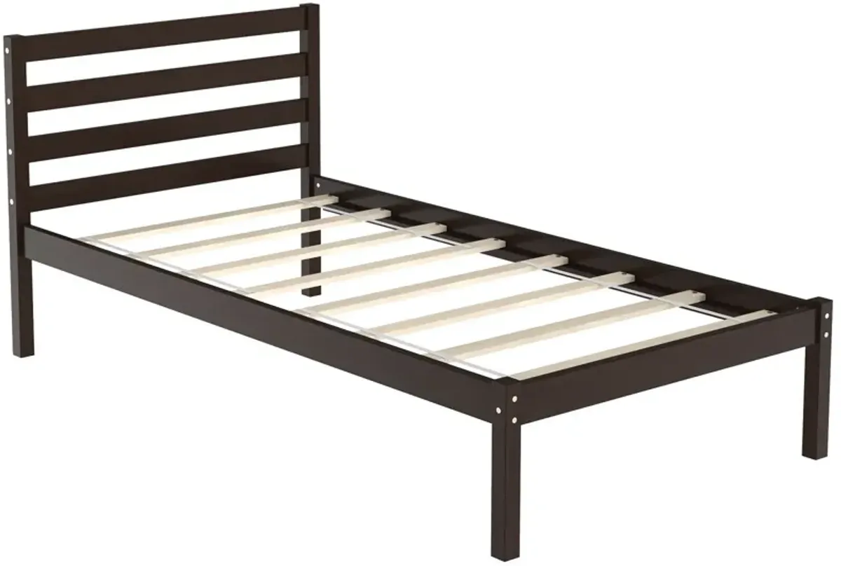 Full Size Bed frame Foundation with Solid Wooden Slat Suppor