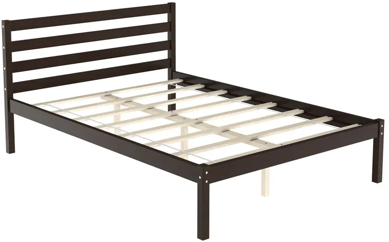 Full Size Bed frame Foundation with Solid Wooden Slat Suppor