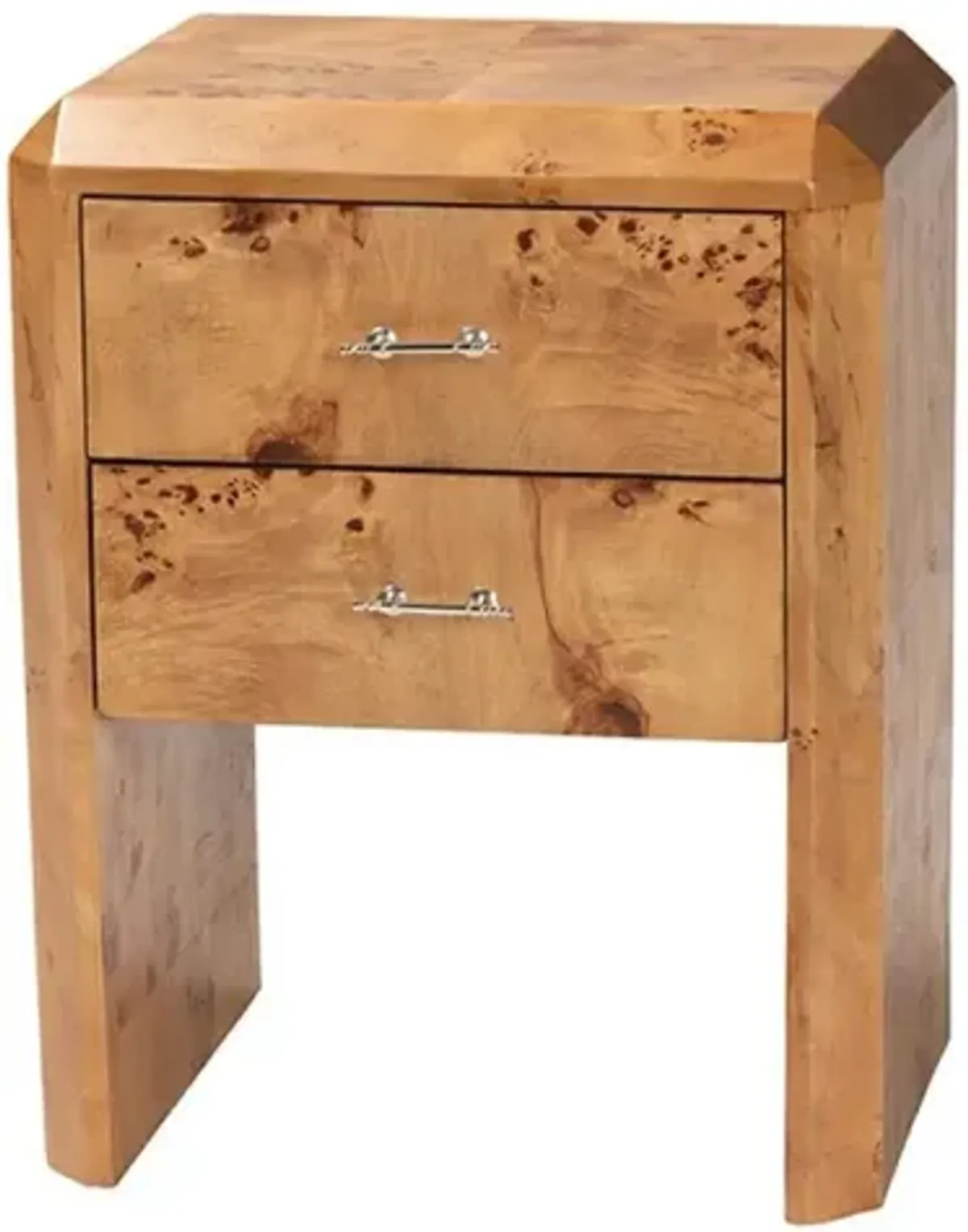 Nebu Modern and Contemporary Natural Mappa Burl Wood Nightstand