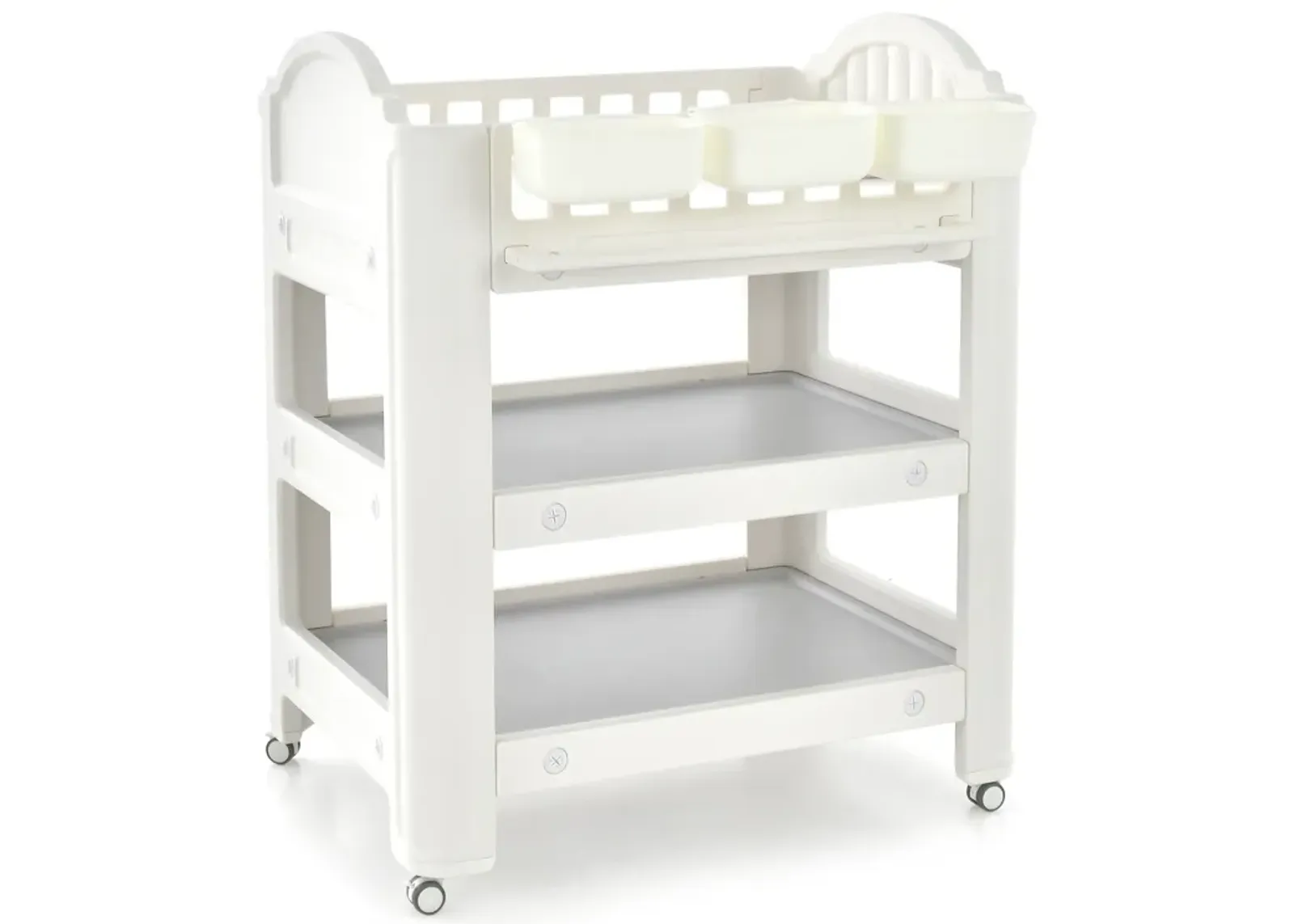 Mobile Diaper Changing Station with Storage Shelves and Boxes