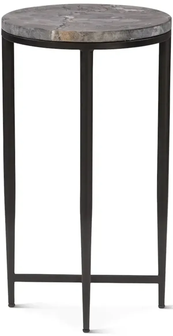 World Interiors Mumbai 17 Side Table in Grey Septarian with Iron Base