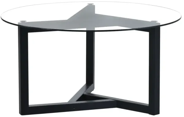 Round Glass Coffee Table Modern Cocktail Table Easy Assembly with Tempered Glass Top & Sturdy Wood Base