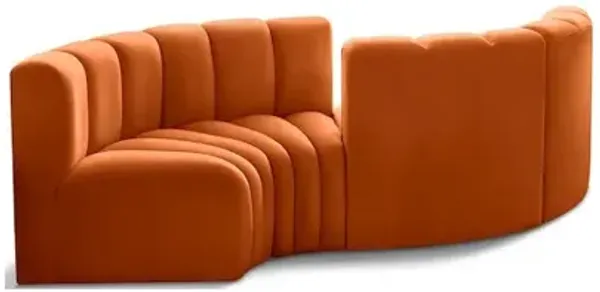Meridian Furniture Arc Cognac Velvet Modular Sofa