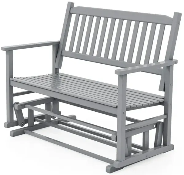 2 Seats Outdoor Glider Bench with Armrests and Slatted Seat