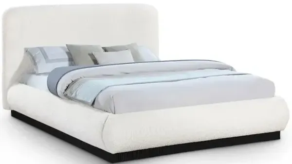 Meridian Furniture Rigby Cream Boucle Fabric King Bed