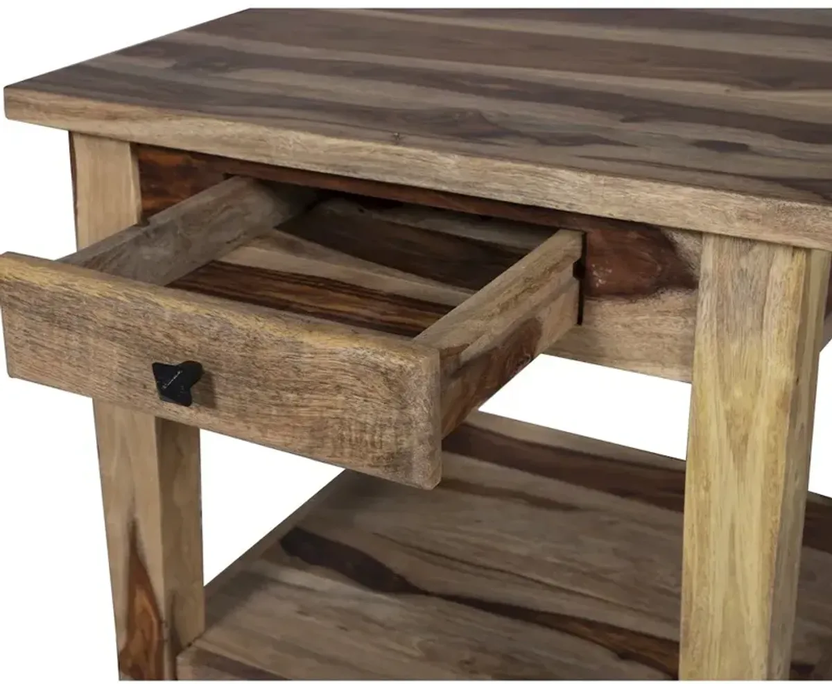 Porter Designs Taos Solid Sheesham Wood End Table, Natural