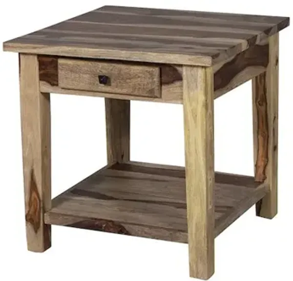 Porter Designs Taos Solid Sheesham Wood End Table, Natural