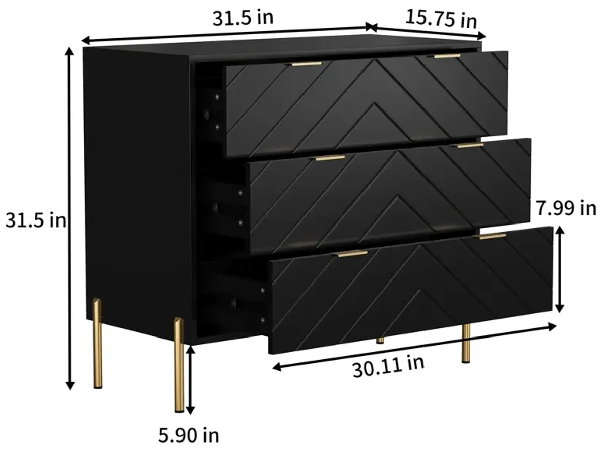 3-Drawer Dresser Chest Cabinet