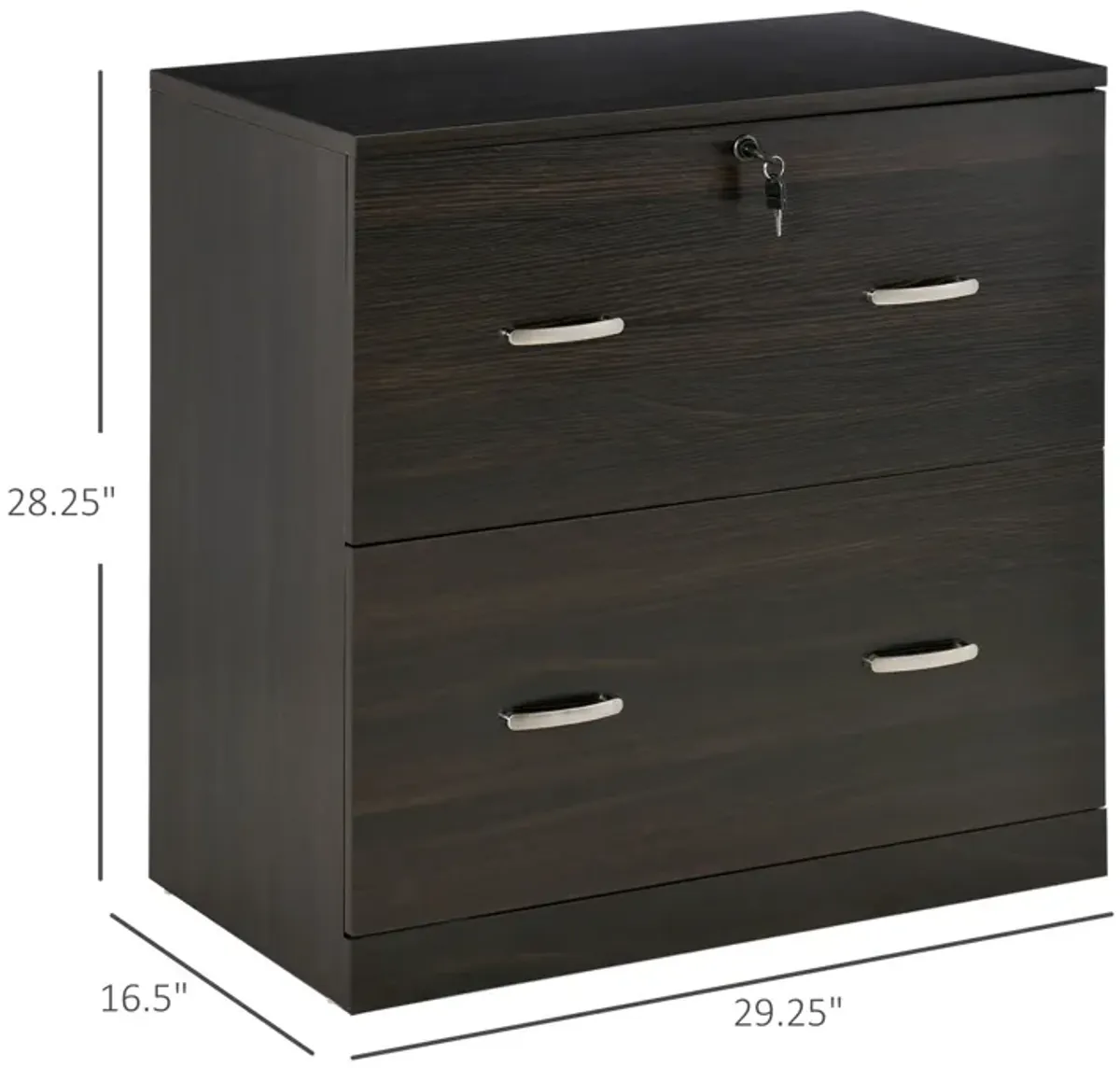 Walnut Office Storage: Lateral Filing Dresser with 2 Lockable Drawers