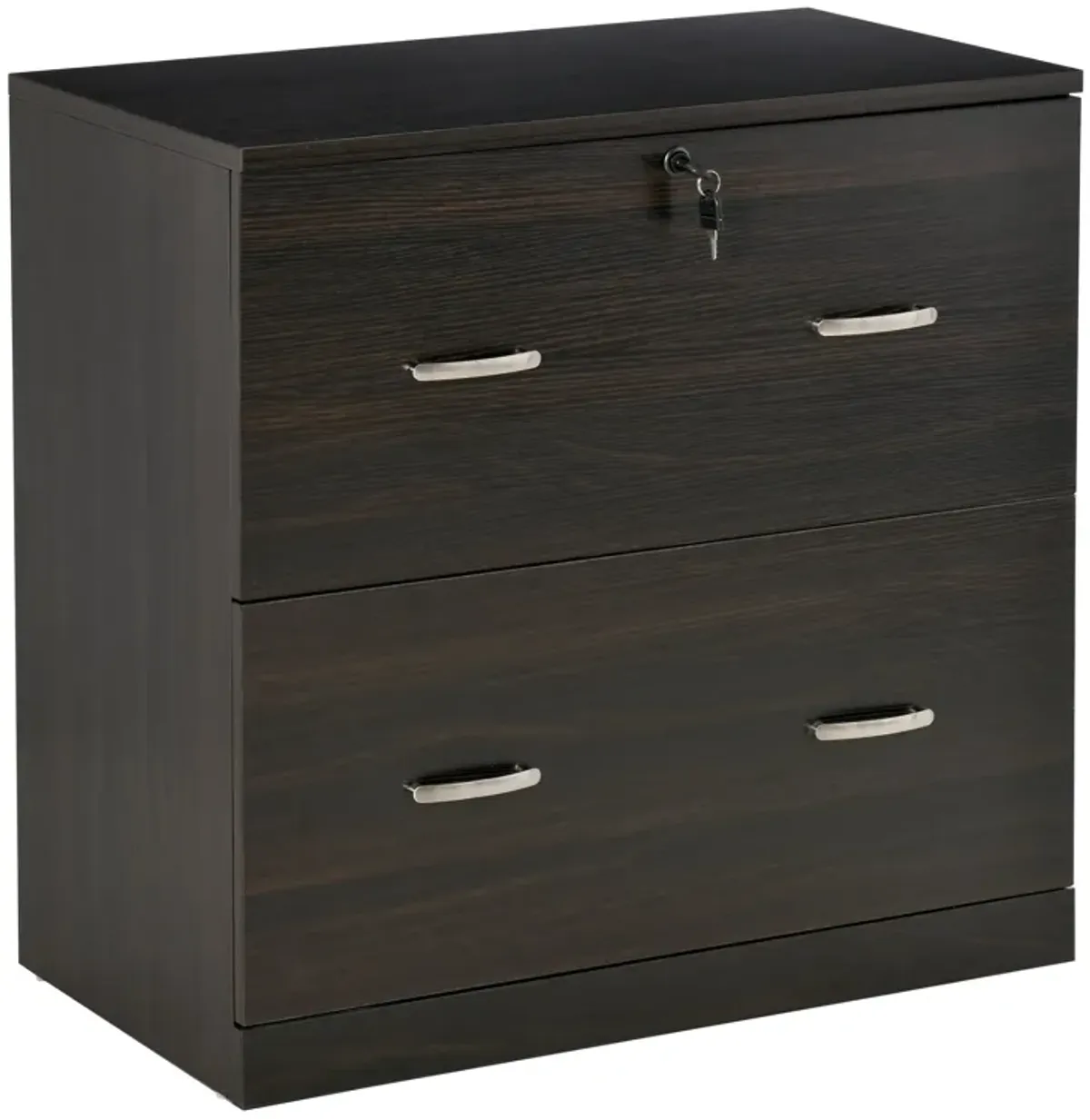 Walnut Office Storage: Lateral Filing Dresser with 2 Lockable Drawers