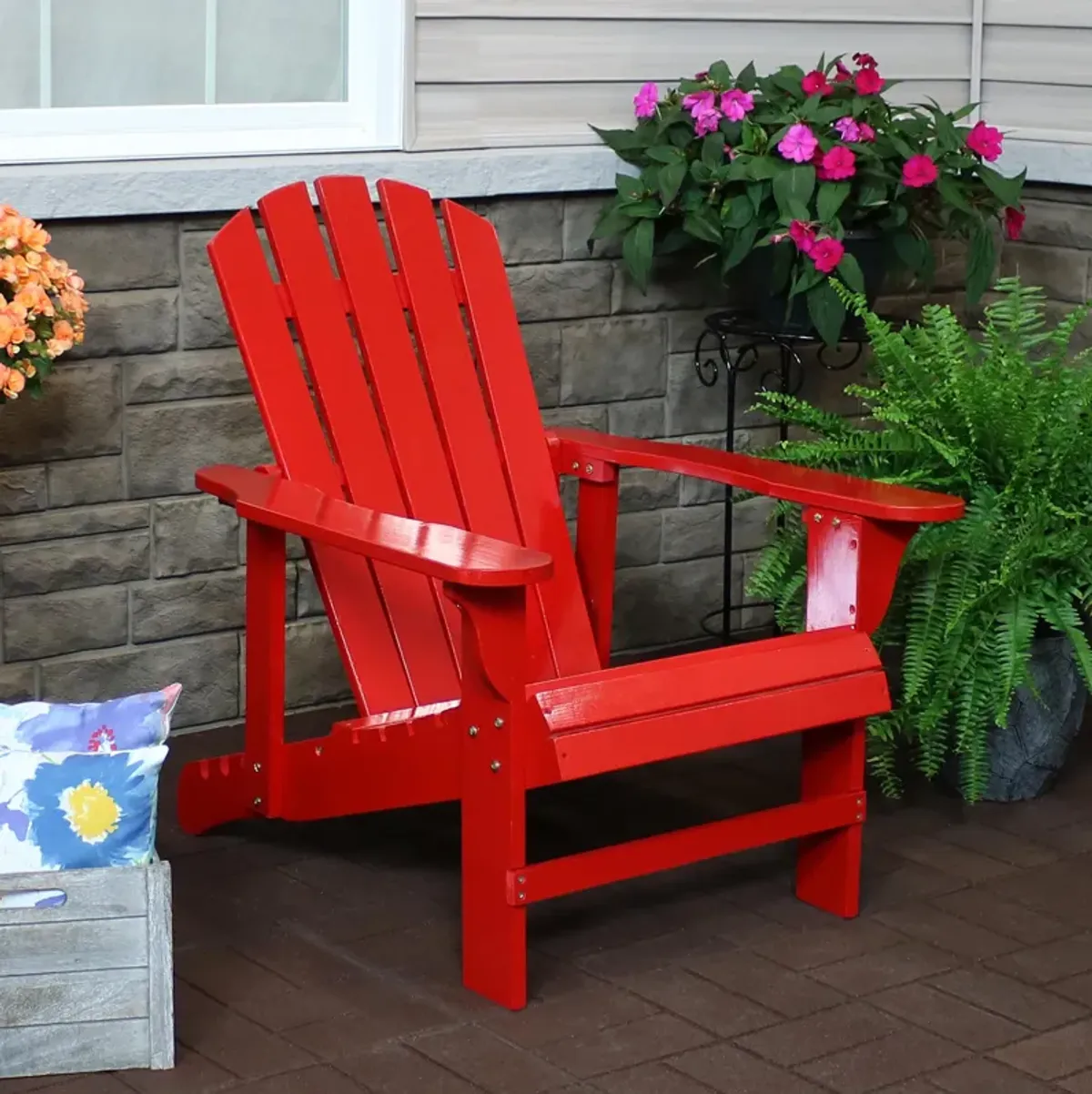 Sunnydaze Fir Wood Adirondack Chair with Adjustable Back