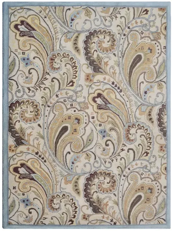 RUGSOTIC CARPETS HAND TUFTED WOOL ECO-FRIENDLY AREA RUGS  - 9'x12', Rectangle Shape, Cream, Floral Modern Design, High Pile Thick Handmade Anti Skid Area Rugs for Living Room, Bed Room (K00502)