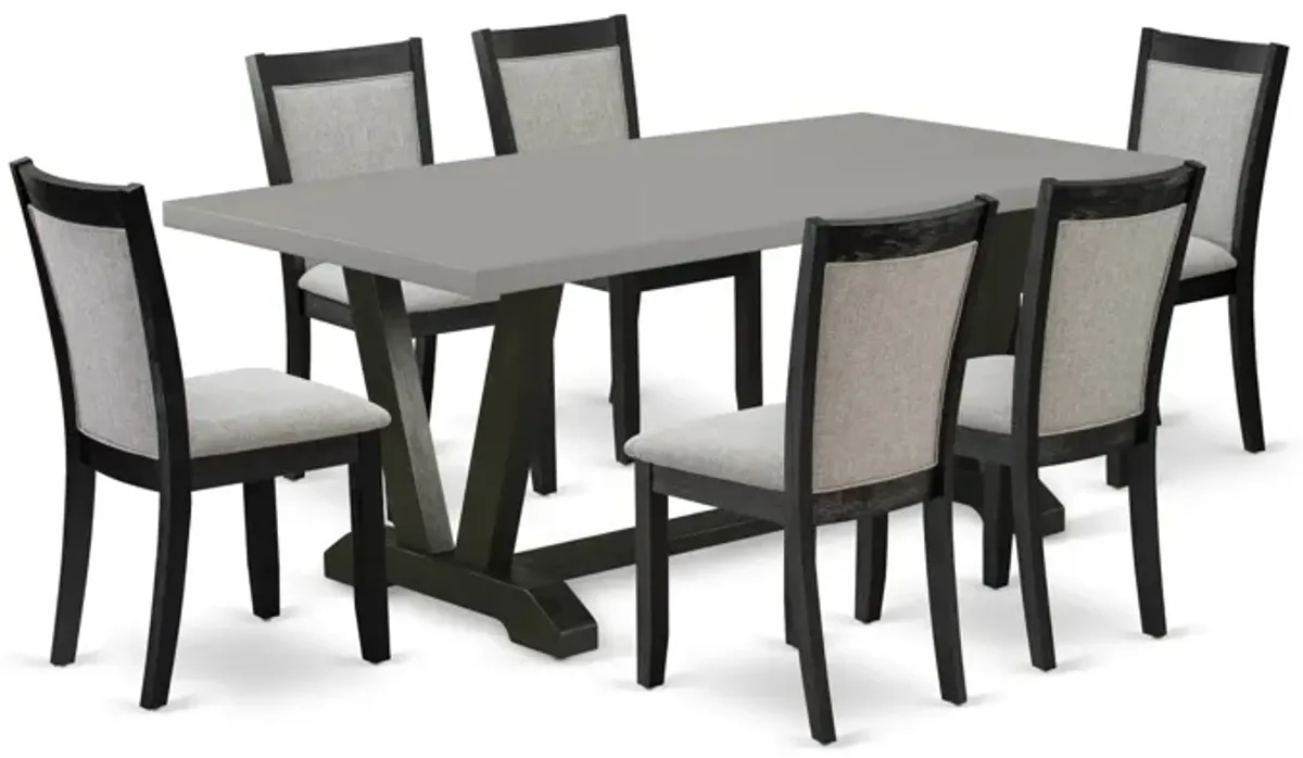 East West Furniture V697MZ606-7 7Pc Dining Set - Rectangular Table and 6 Parson Chairs - Multi-Color Color