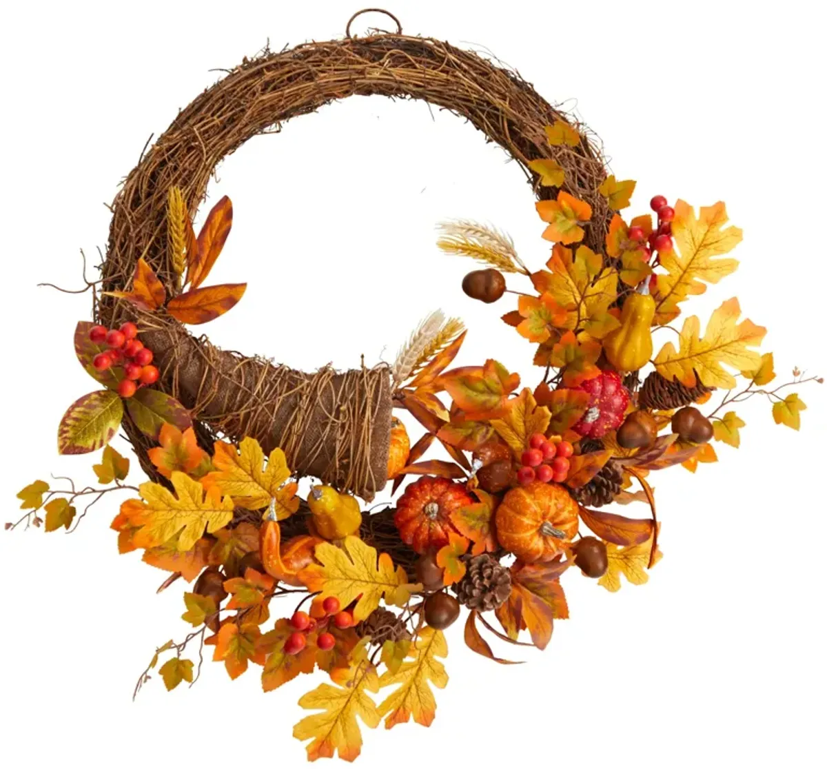 Hivvago 26" Autumn Artificial Cornucopia Fall Wreath
