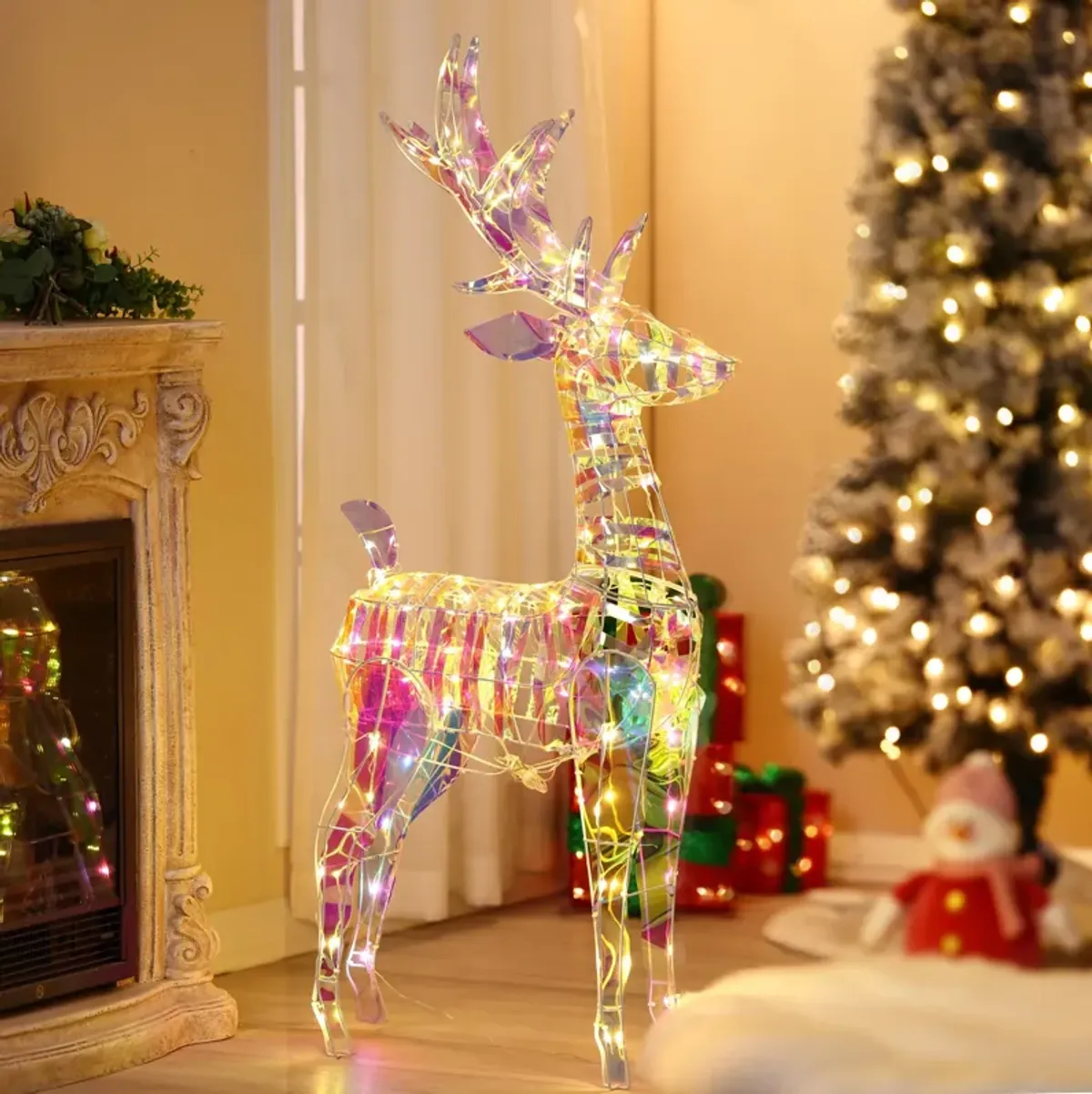 LuxenHome Magical Deer with Antlers Lighted Holiday Yard Decoration