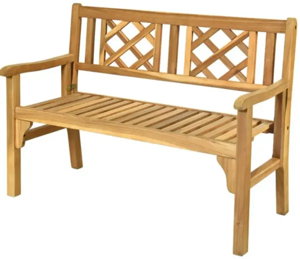 Hivago Patio Foldable Bench with Curved Backrest and Armrest