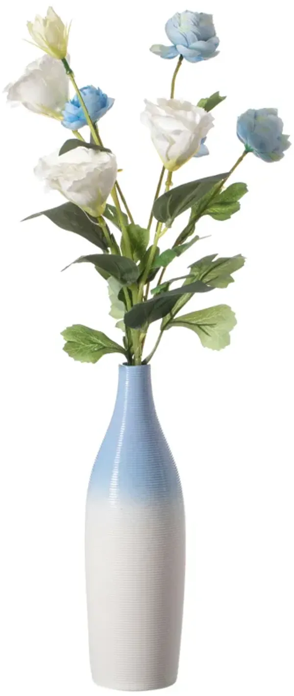 Modern Decorative Ceramic Table Vase Ripped Design Bottle Shape Flower Holder, Set of 2