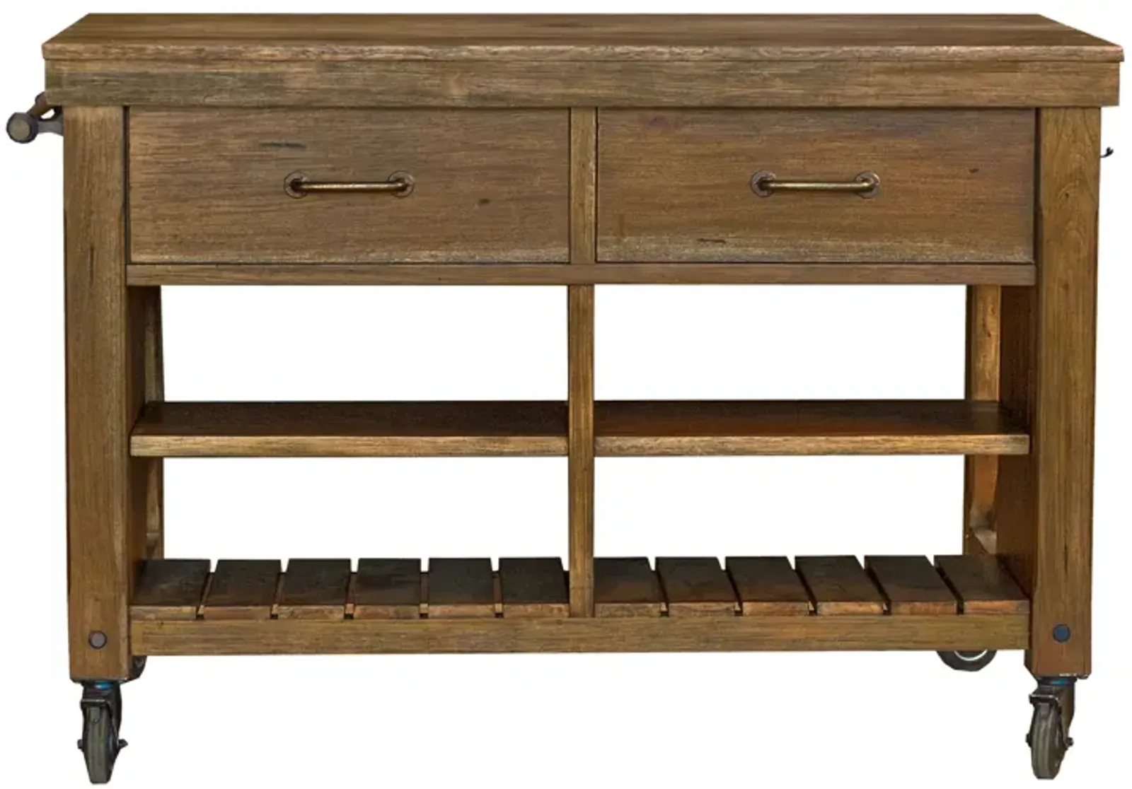 Belen Kox Rustic Mahogany Kitchen Island with Locking Casters, Belen Kox