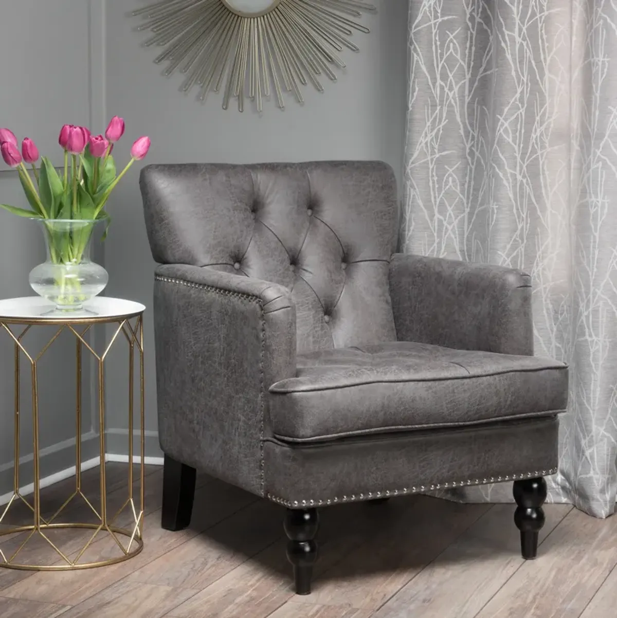 Merax Fabric Tufted Club Chair