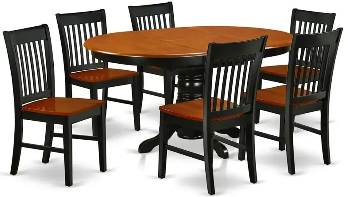 Dining Room Set Black & Cherry, KENO7-BCH-W
