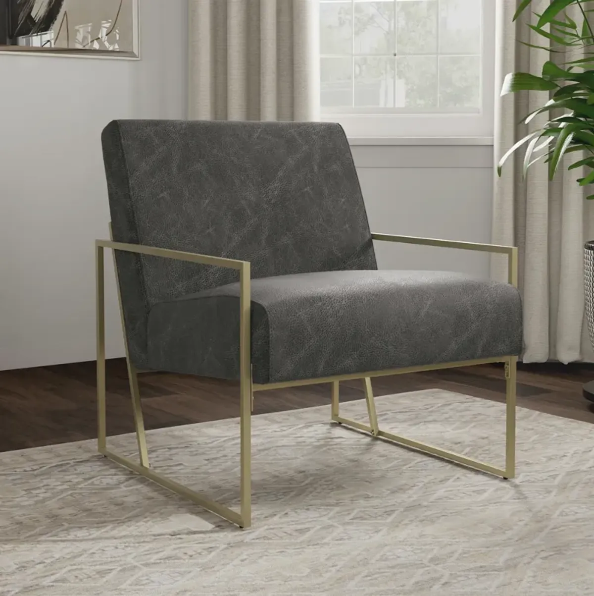 Metal Slant Arm Accent Chair