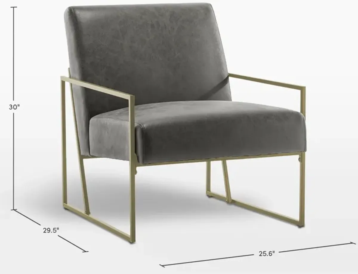 Metal Slant Arm Accent Chair