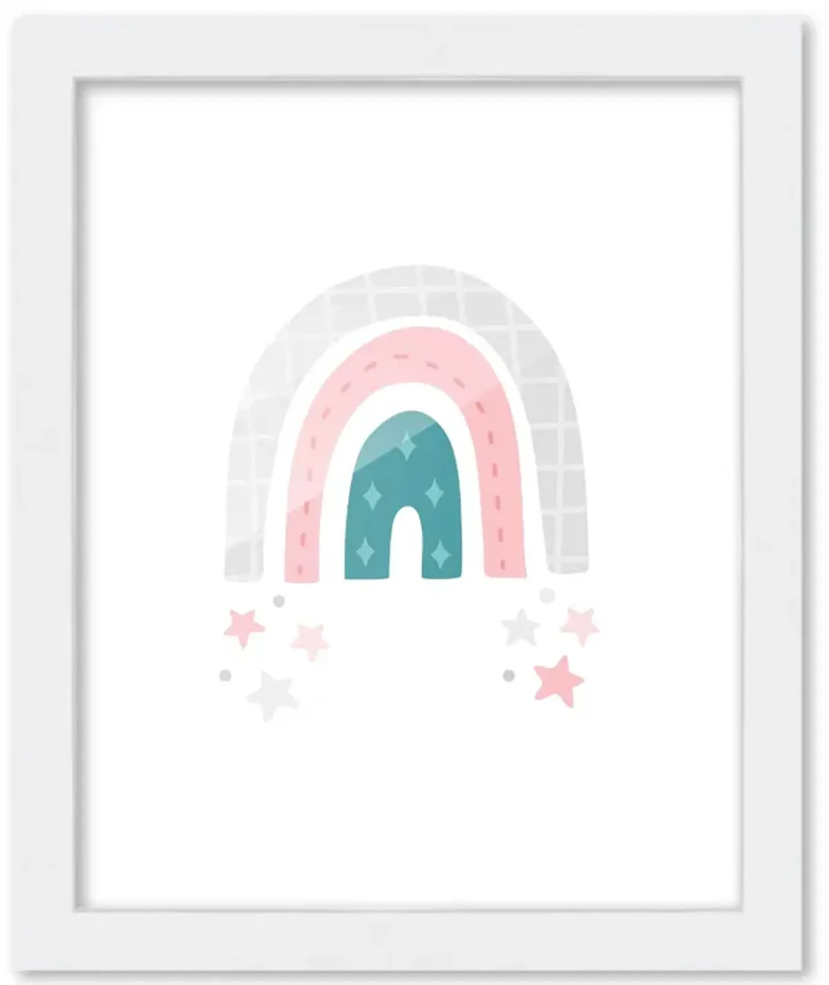 8x10 Framed Nursery Wall Art Rainbow Poster In White Wood Frame For Kid Bedroom or Playroom