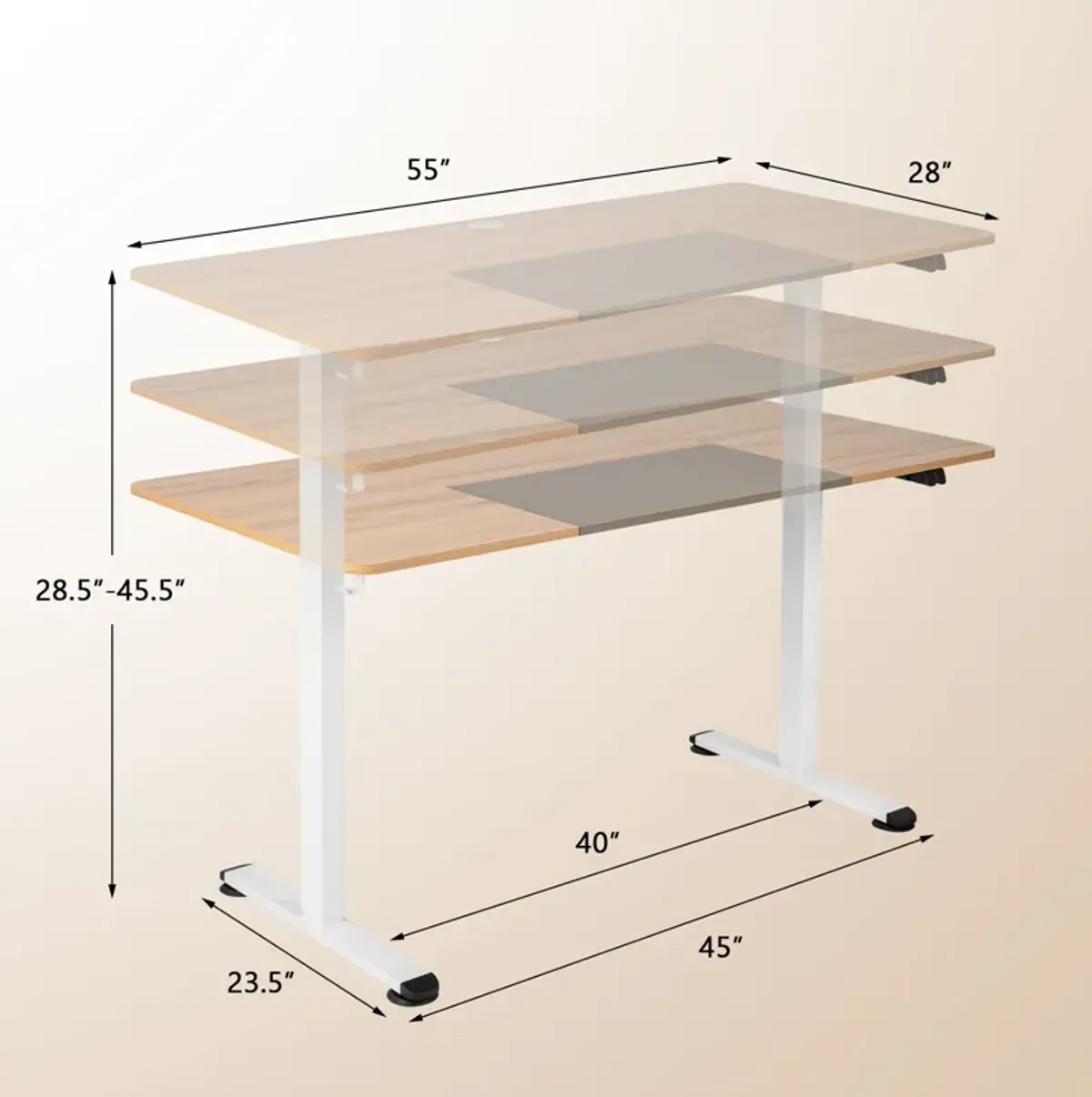 55 Inch Electric Height Adjustable Office Desk with Hook