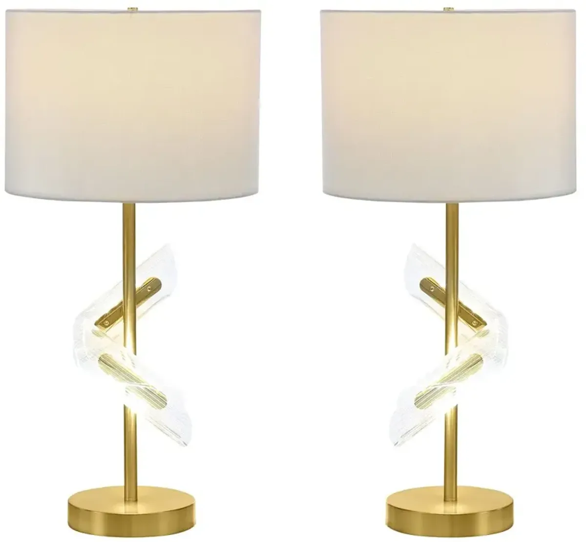Kingsley 30-inch Drum Shade Table Lamp Gold (Set of 2)