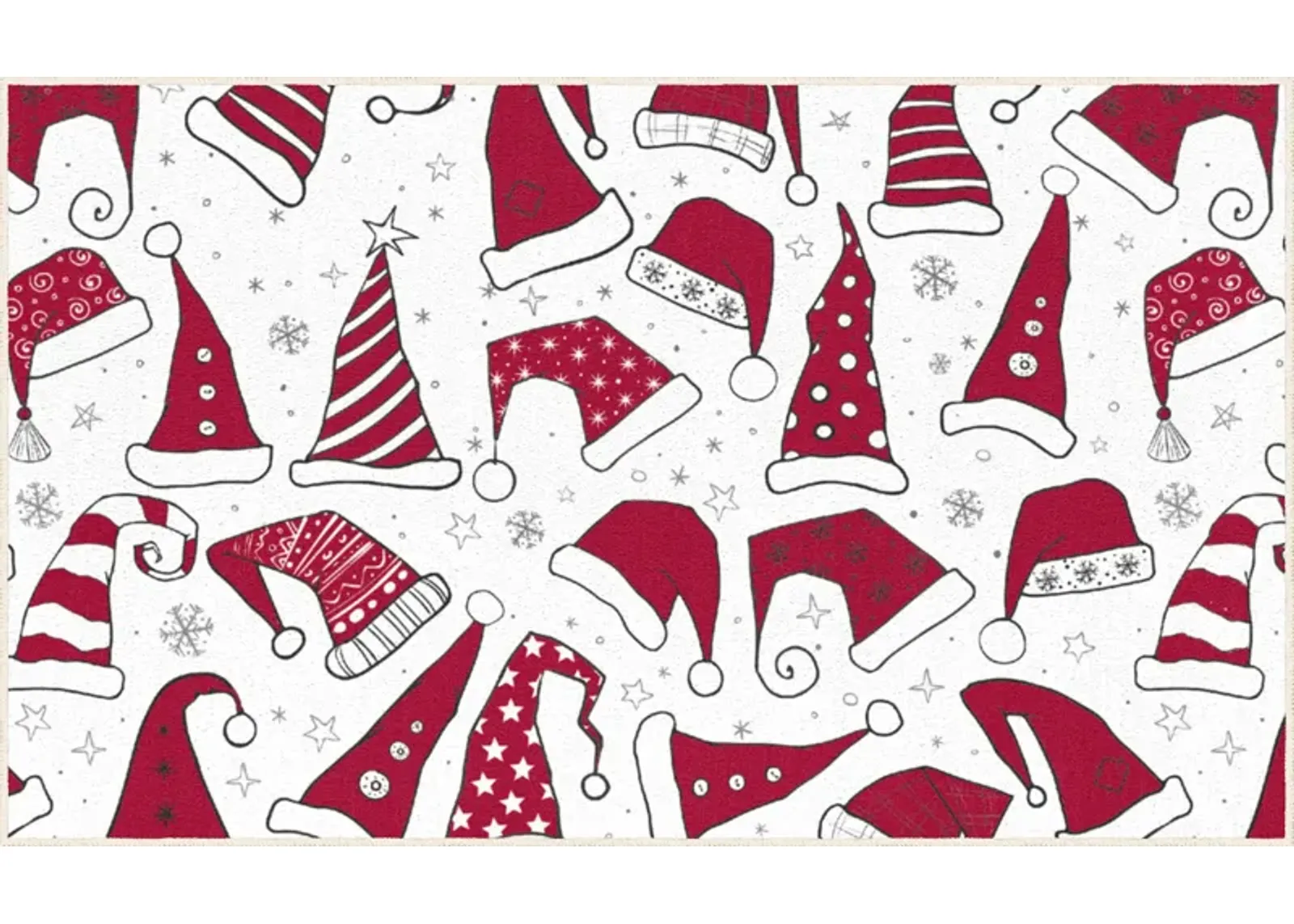 Santa Hats Red 2' x 3' 4" Kitchen Mat