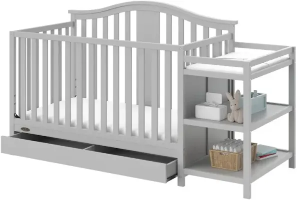 Graco Solano 4-in-1 Convertible Crib & Changer with Drawer - Pebble Gray