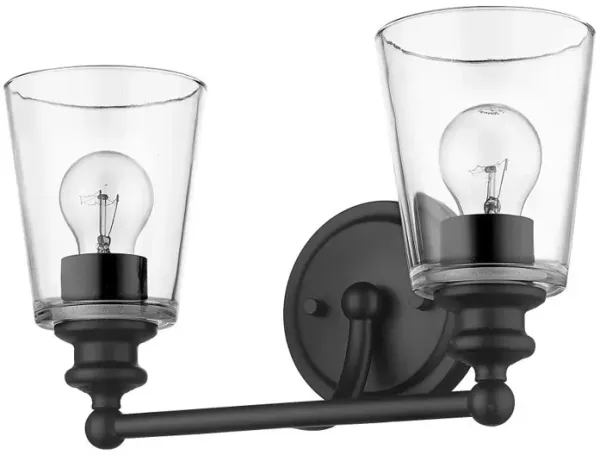 Hivvago Two Light Matte Black Glass Shade Wall Sconce