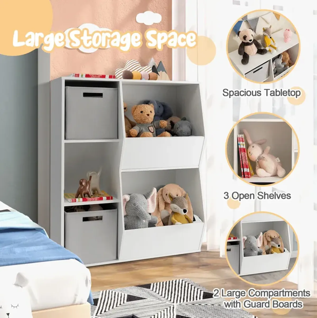 Kids Toy Storage Cabinet Shelf Organizer