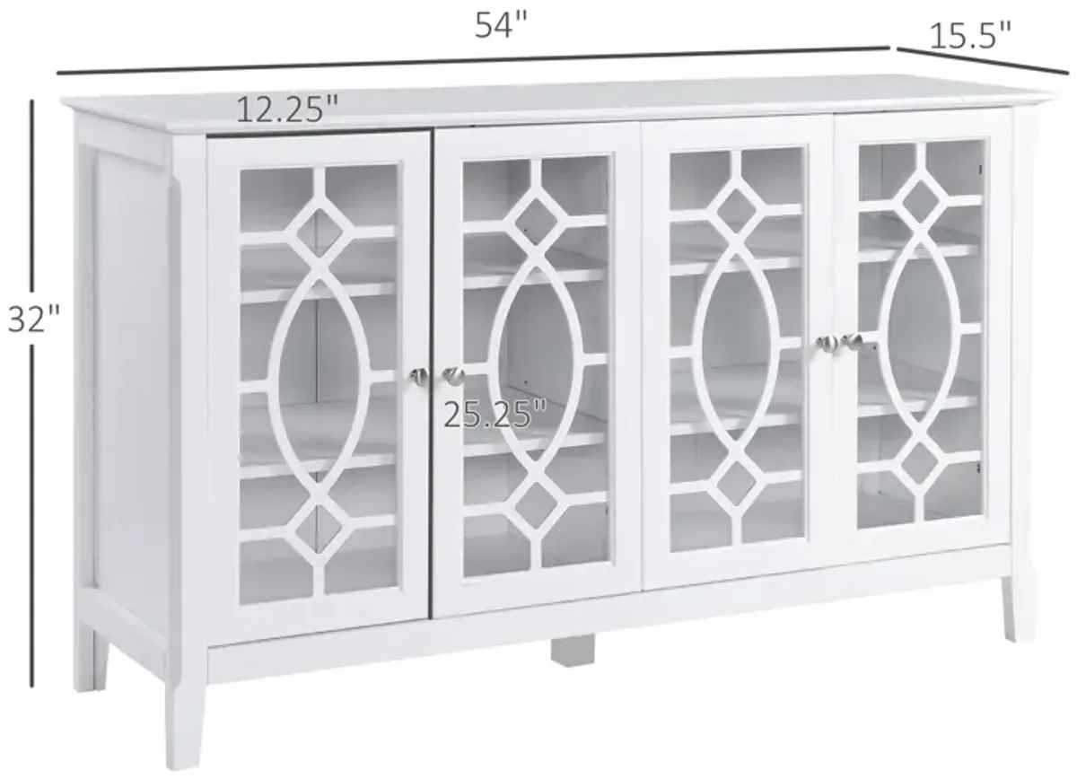 White Kitchen Buffet: Cabinet with Glass Doors for Dining Area