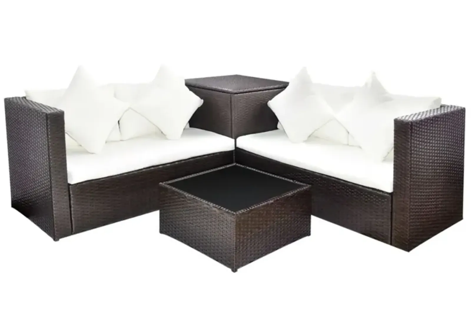 vidaXL 4 Piece Garden Lounge Set with Cushions Poly Rattan Brown