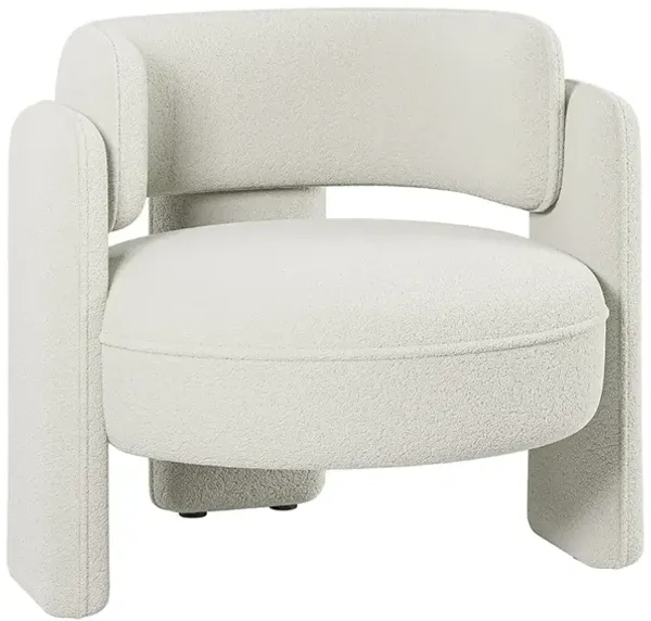 BELLEZE Modern Sherpa Accent Chair, Sherpa Boucle Chair Barrel Accent Chair Comfy Round Upholstered Armchair Side Corner Chair for Living Room, Bedrooms, Office, Reading Nook - Quinton (White)