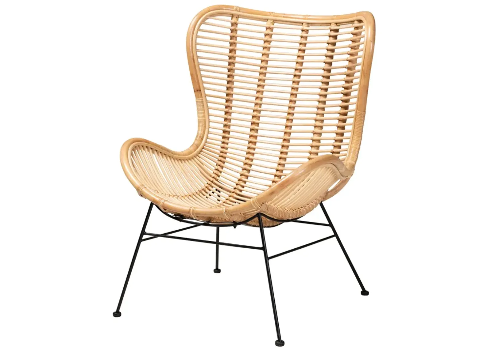 Bali & Pari Colorado Modern Bohemian Black Rattan and Metal Accent Chair