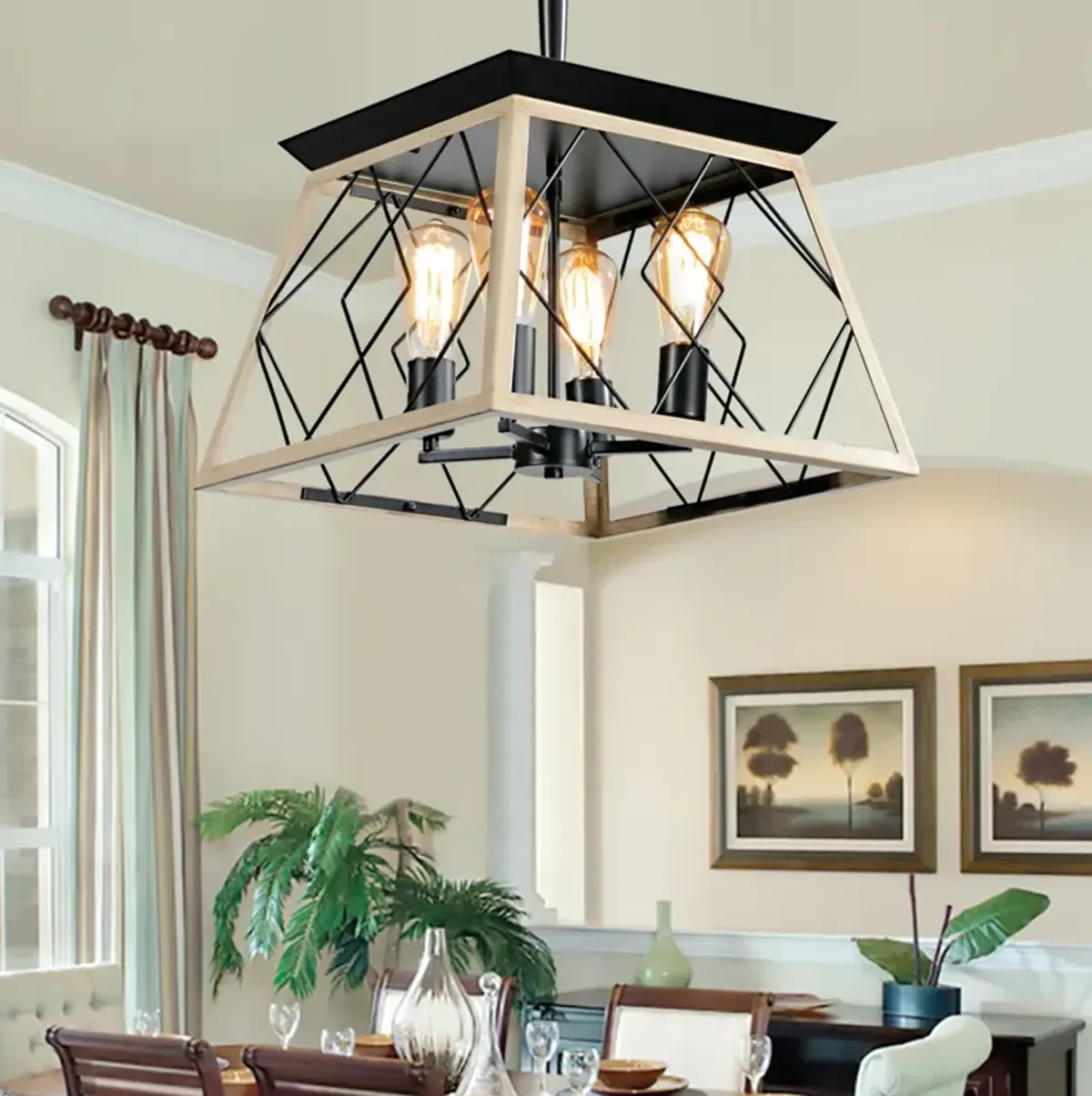 4-Light Farmhouse Chandeliers For Dining Room(No Bulbs)